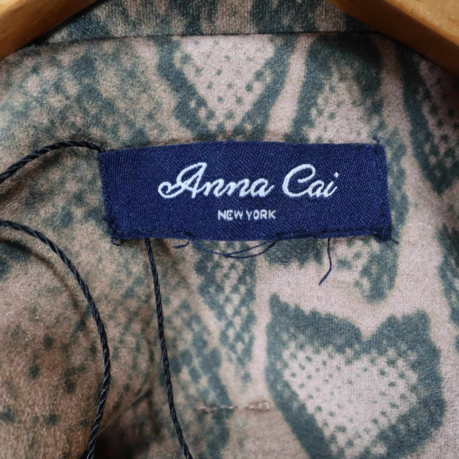 Anna Cai Moto Jacket Womens Small Tan Green Faux Suede Snakeskin Cropped Biker - Thumbnail 7