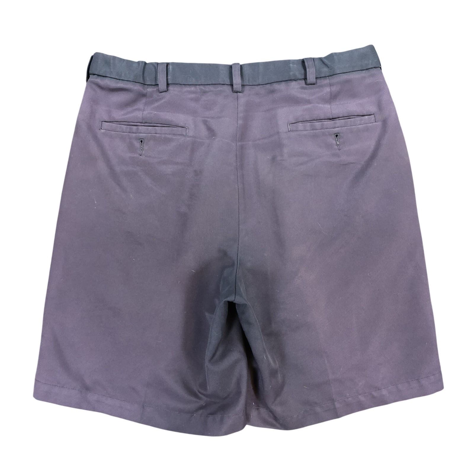 Haggar Dress Shorts Mens 34 Navy Blue Polyester Pleated Classic Fit Casual Golf - Thumbnail 2