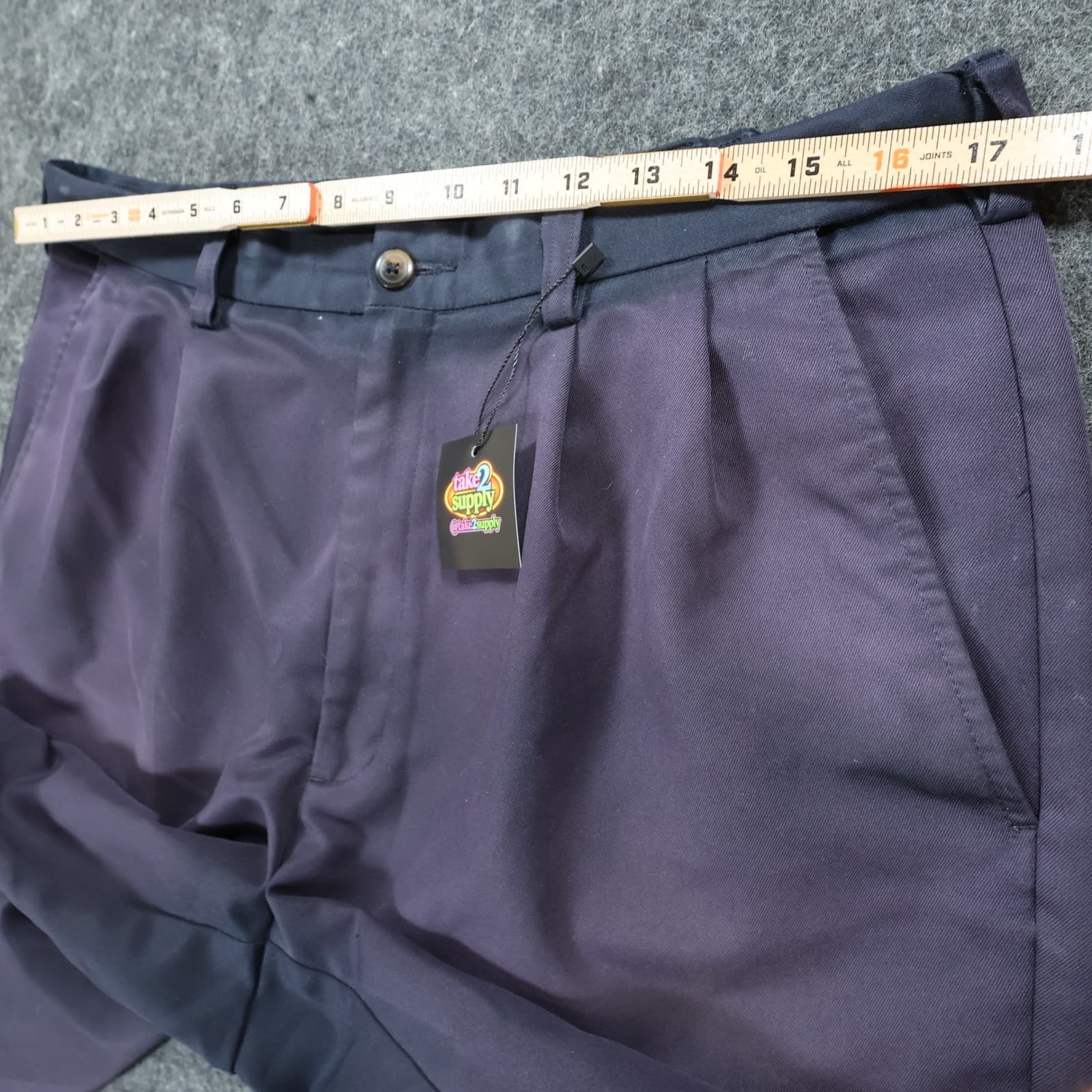 Haggar Dress Shorts Mens 34 Navy Blue Polyester Pleated Classic Fit Casual Golf - Thumbnail 6