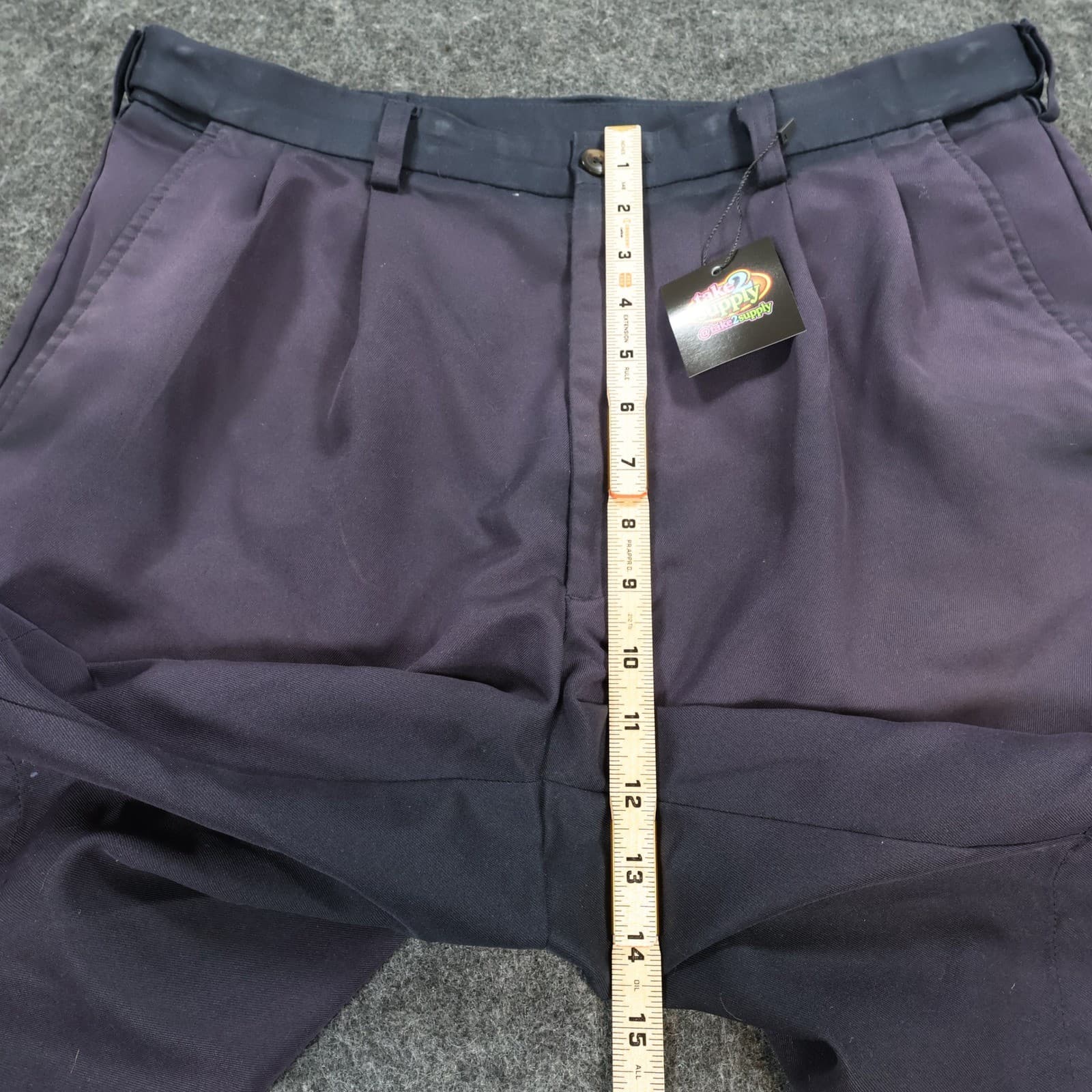 Haggar Dress Shorts Mens 34 Navy Blue Polyester Pleated Classic Fit Casual Golf - Thumbnail 5
