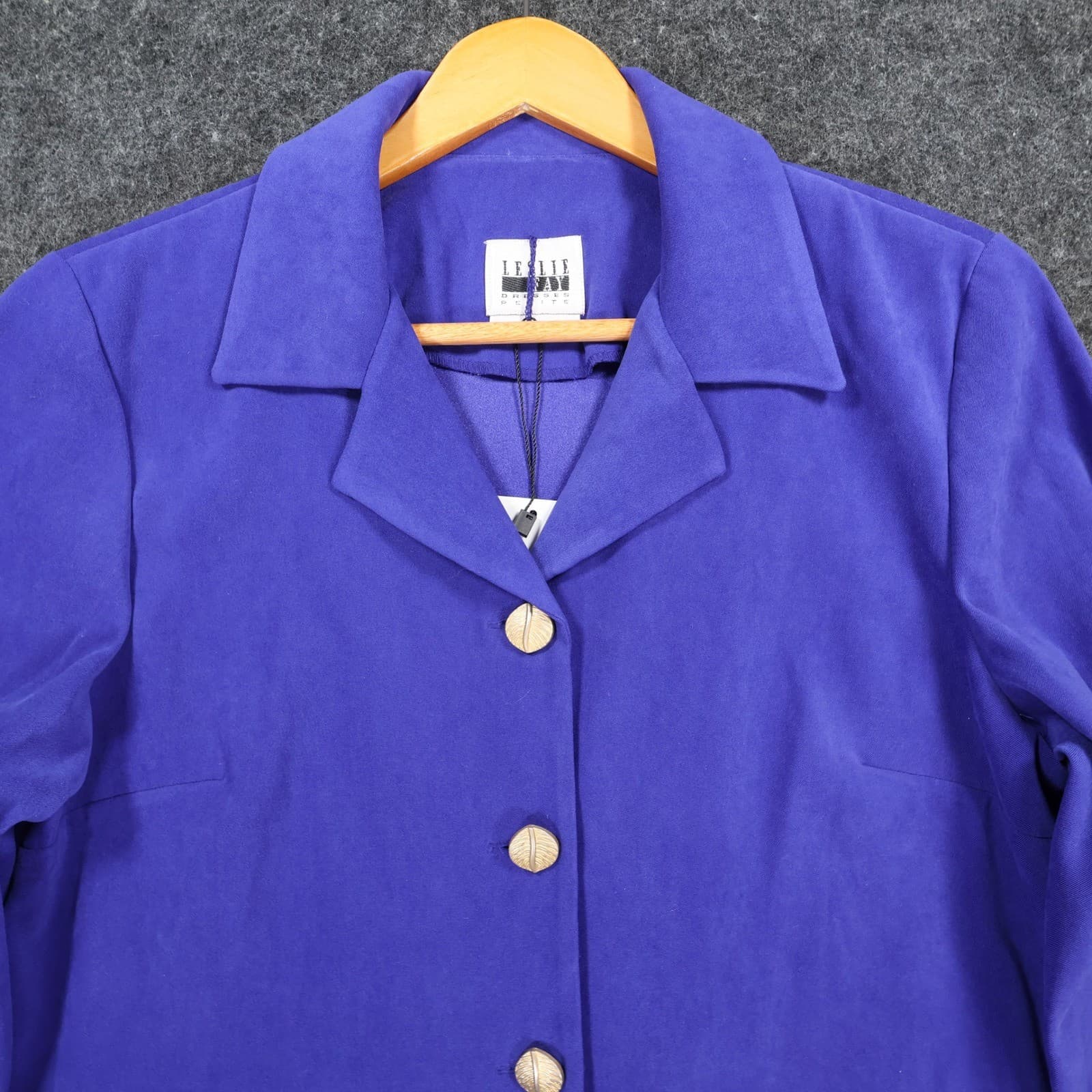 Leslie Fay Button Up Jacket Womens 8P Purple Polyester Professional Blazer - Thumbnail 9