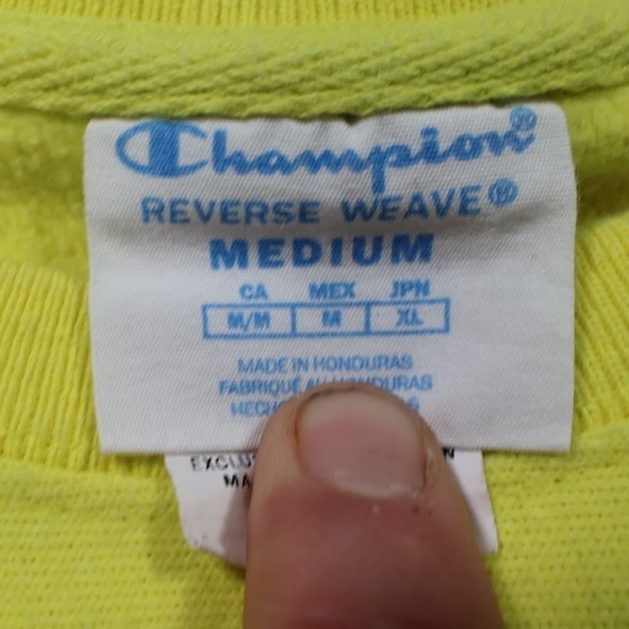 Champion Reverse Weave Sweatshirt Womens Medium Yellow Excellent Chenille Logo - Thumbnail 6