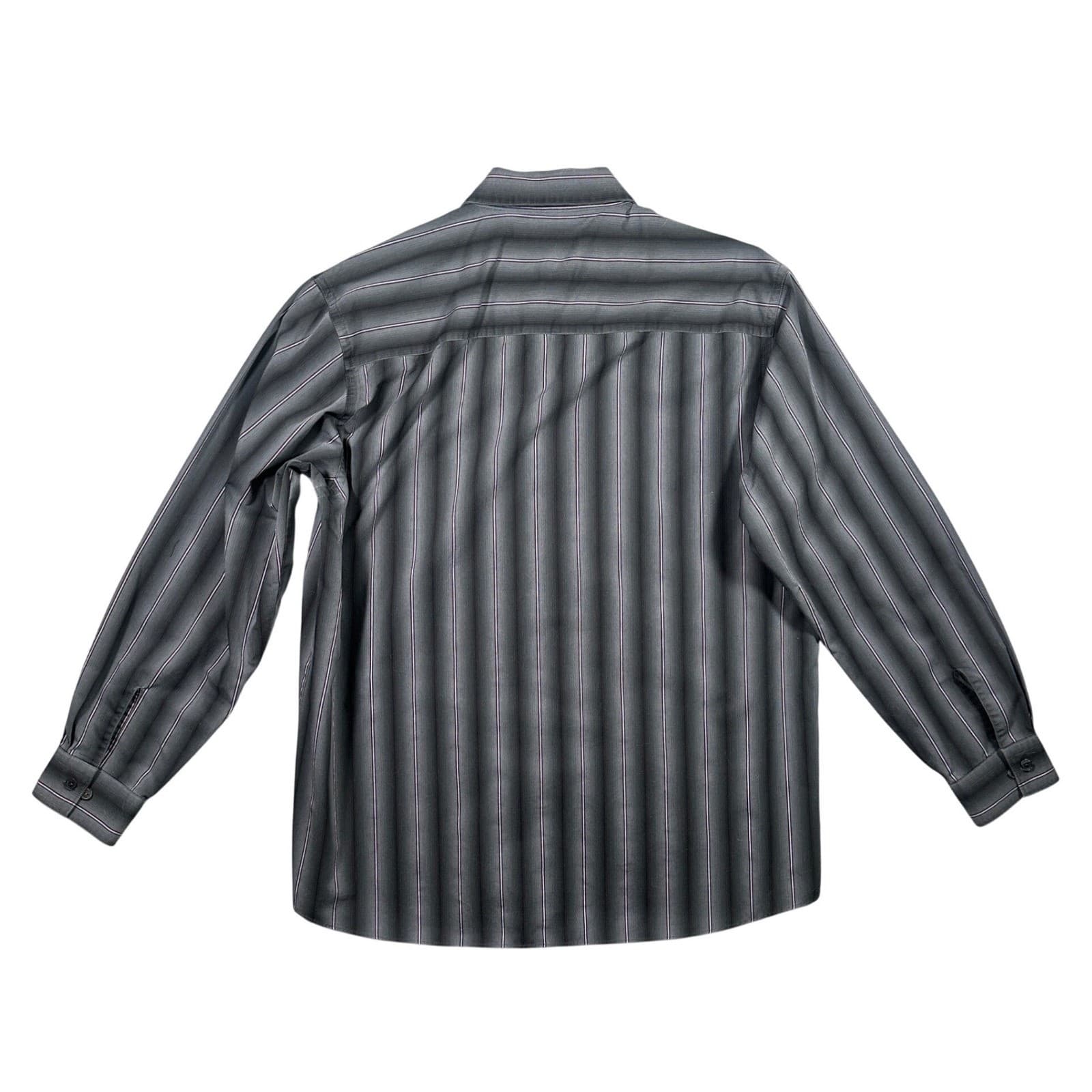 Kenneth Cole Reaction Button Down Mens 17 34-35 Grey Wrinkle Free Striped - Thumbnail 3