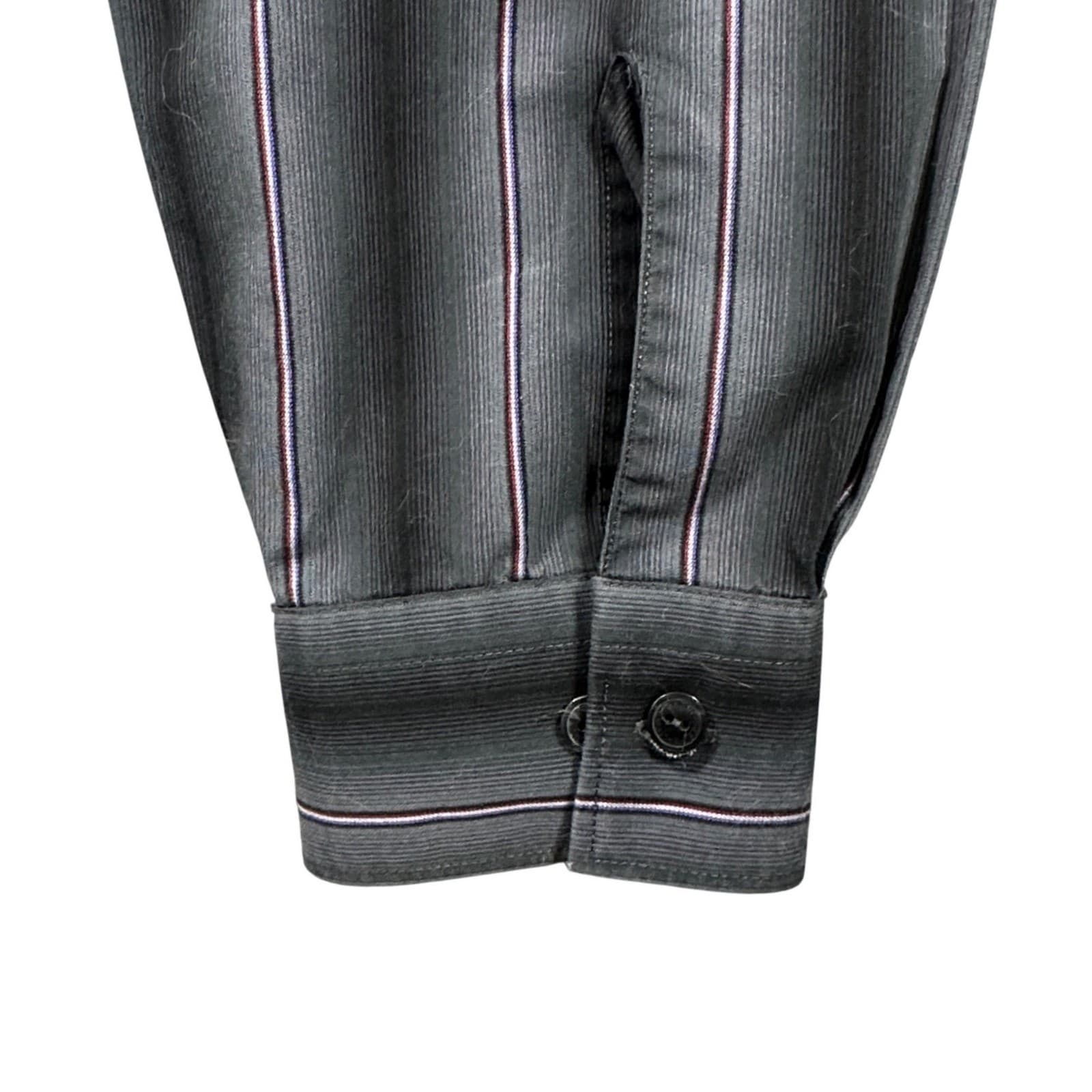Kenneth Cole Reaction Button Down Mens 17 34-35 Grey Wrinkle Free Striped - Thumbnail 6