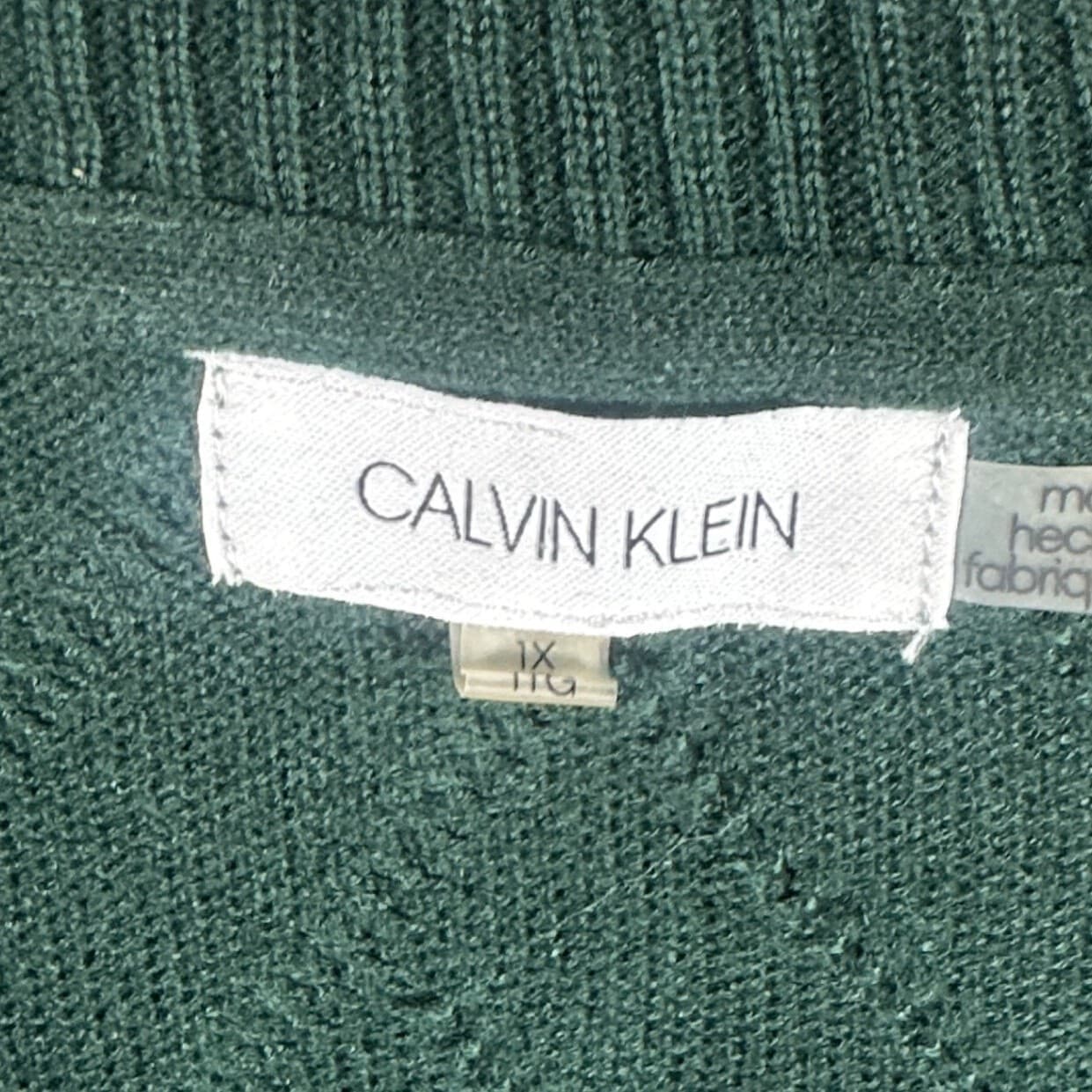 Calvin Klein Sweater Mens XL Green Excellent Chevron Textured Knit - Thumbnail 4