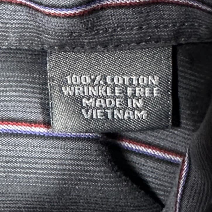 Kenneth Cole Reaction Button Down Mens 17 34-35 Grey Wrinkle Free Striped - Thumbnail 8