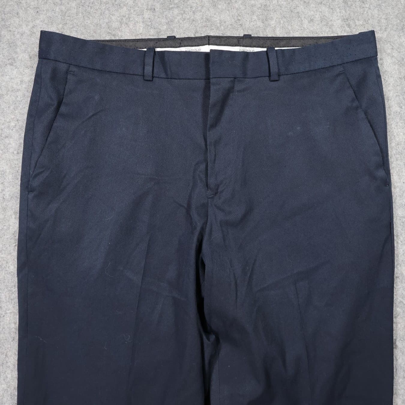 Perry Ellis Portfolio Dress Pants Mens 34x30 Navy Blue Excellent Slim Fit - Thumbnail 3