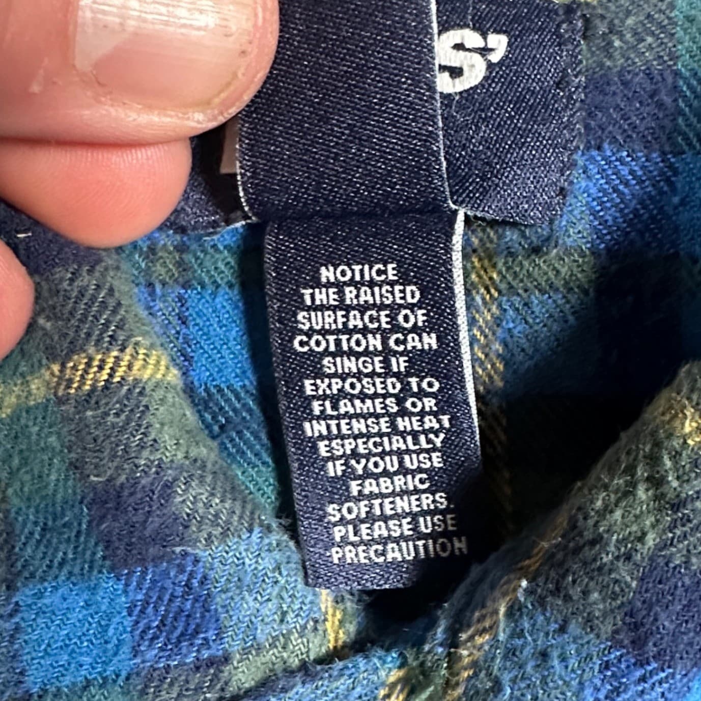 Lands' End Flannel Shirt Mens M Blue Yellow Excellent Plaid Button Down Cotton - Thumbnail 8