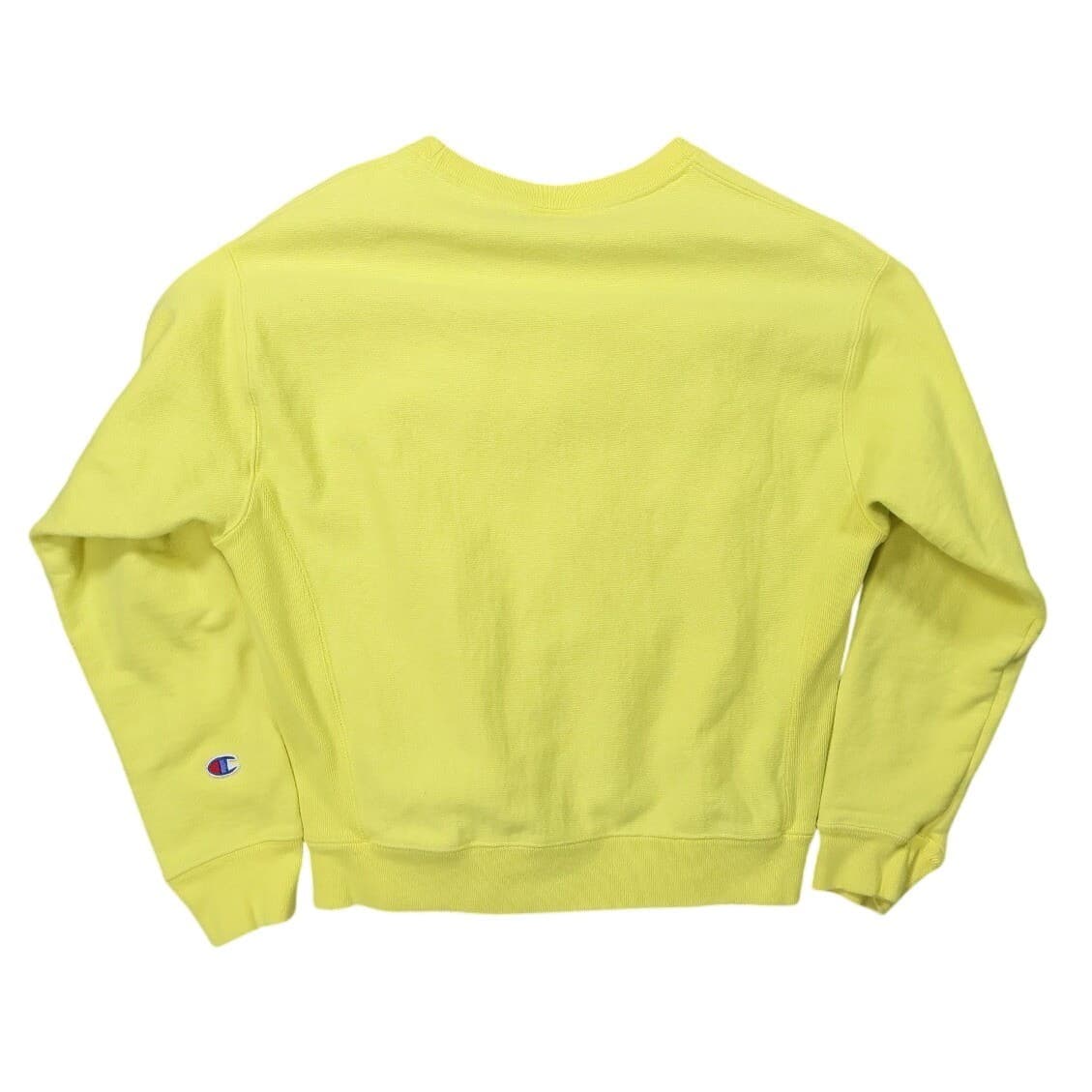 Champion Reverse Weave Sweatshirt Womens Medium Yellow Excellent Chenille Logo - Thumbnail 2