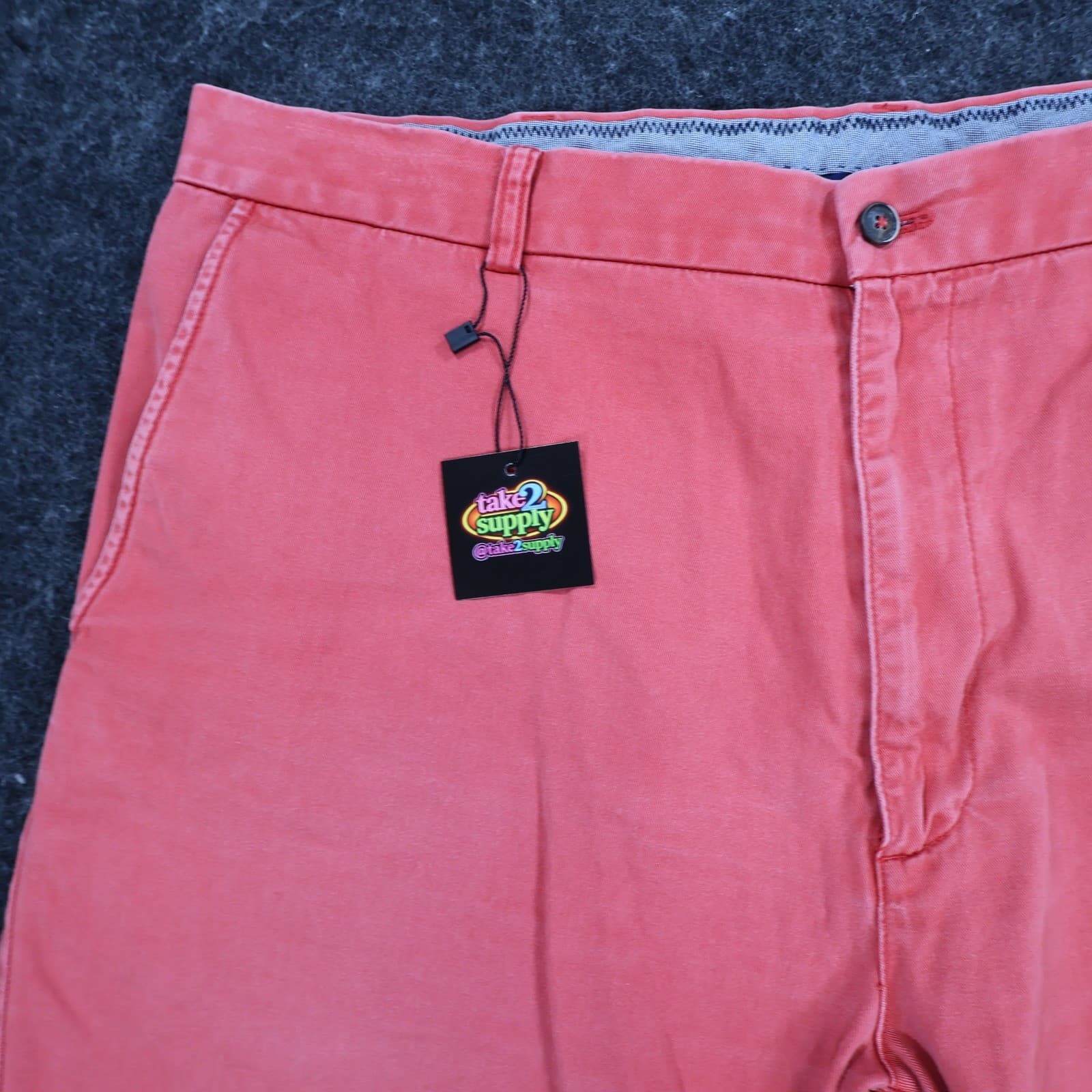 Caribbean Chino Shorts Mens 40 Coral 100% Cotton Regular Fit Summer Casual - Thumbnail 8