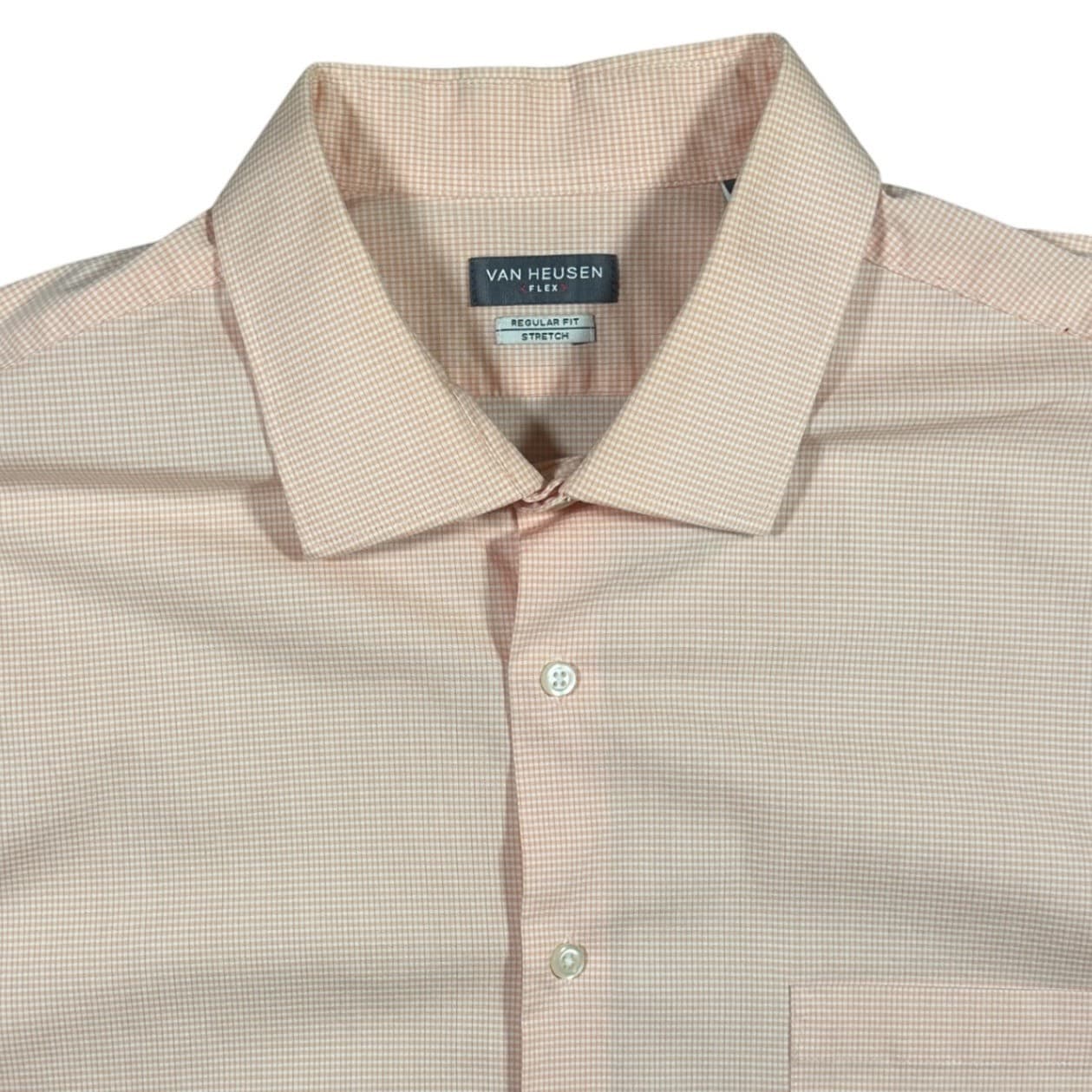 Van Heusen Button Down Mens 17.5 34/35 Orange Excellent Flex Regular Stretch - Thumbnail 4