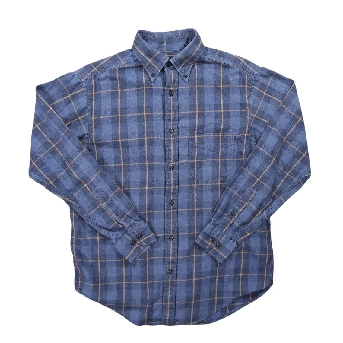 Roundtree & Yorke Button Down Shirt Mens S Blue Excellent Plaid Long Sleeve 1469 - Thumbnail 2