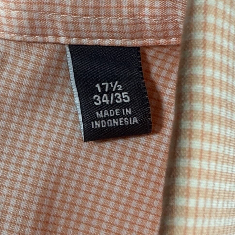 Van Heusen Button Down Mens 17.5 34/35 Orange Excellent Flex Regular Stretch - Thumbnail 7