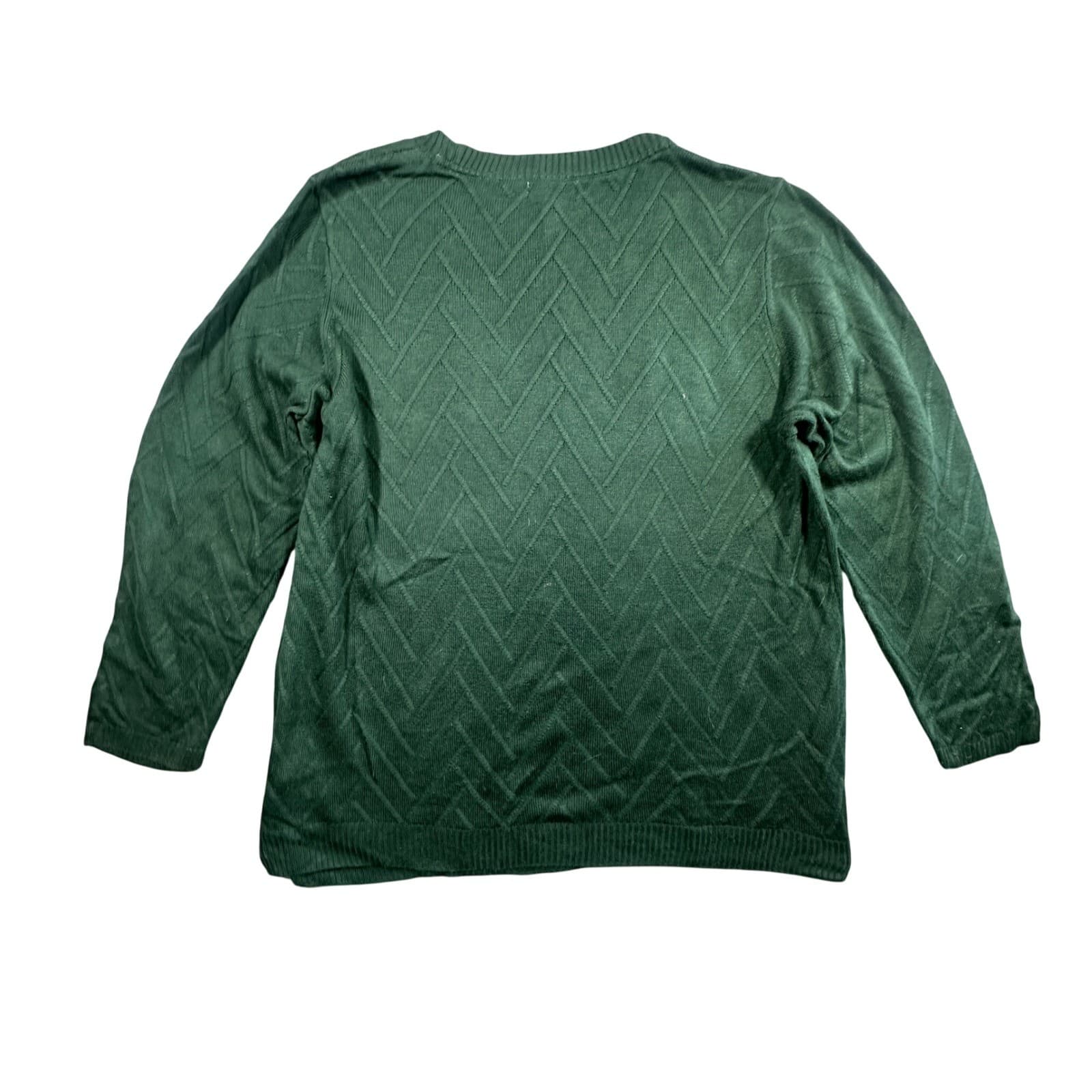 Calvin Klein Sweater Mens XL Green Excellent Chevron Textured Knit - Thumbnail 2