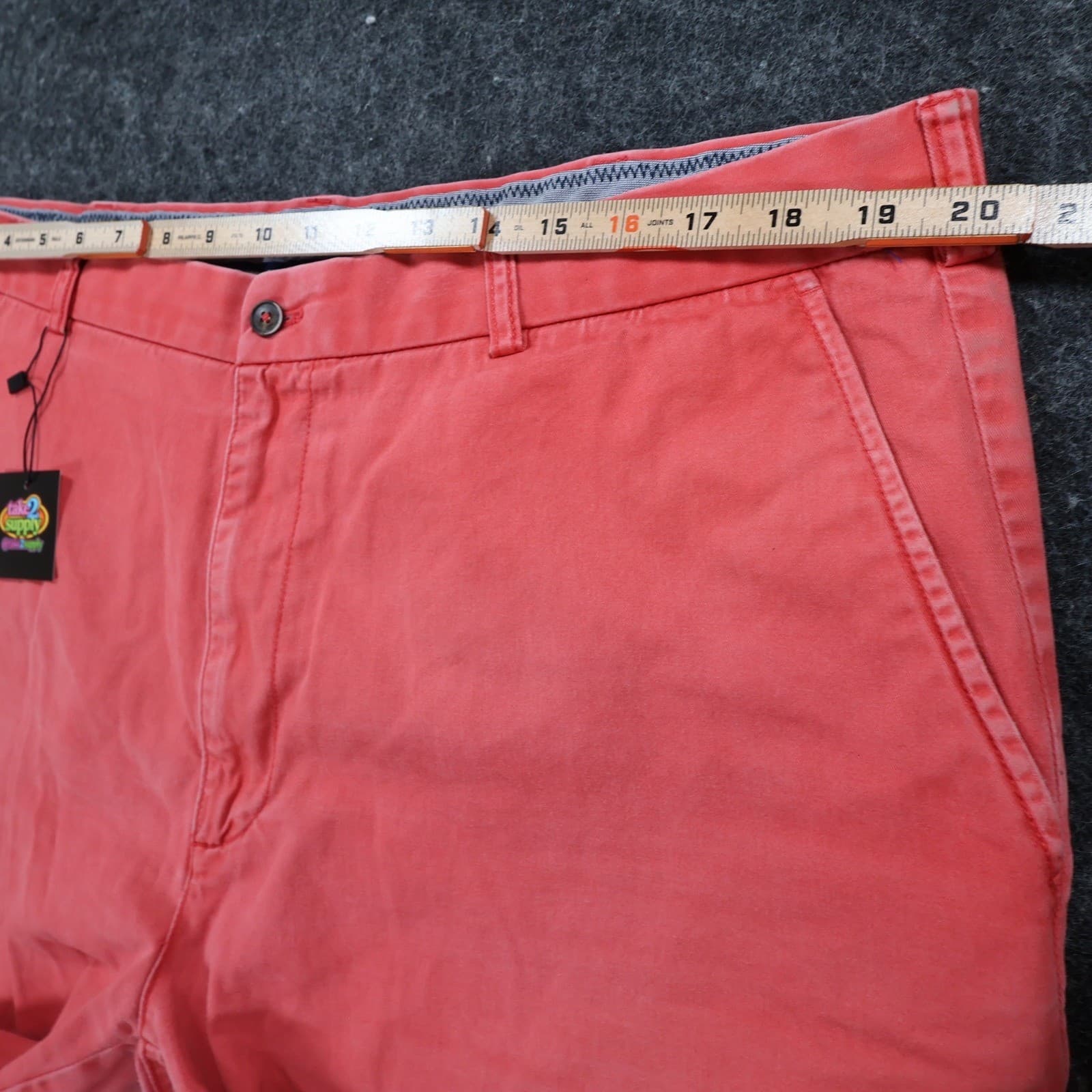 Caribbean Chino Shorts Mens 40 Coral 100% Cotton Regular Fit Summer Casual - Thumbnail 6