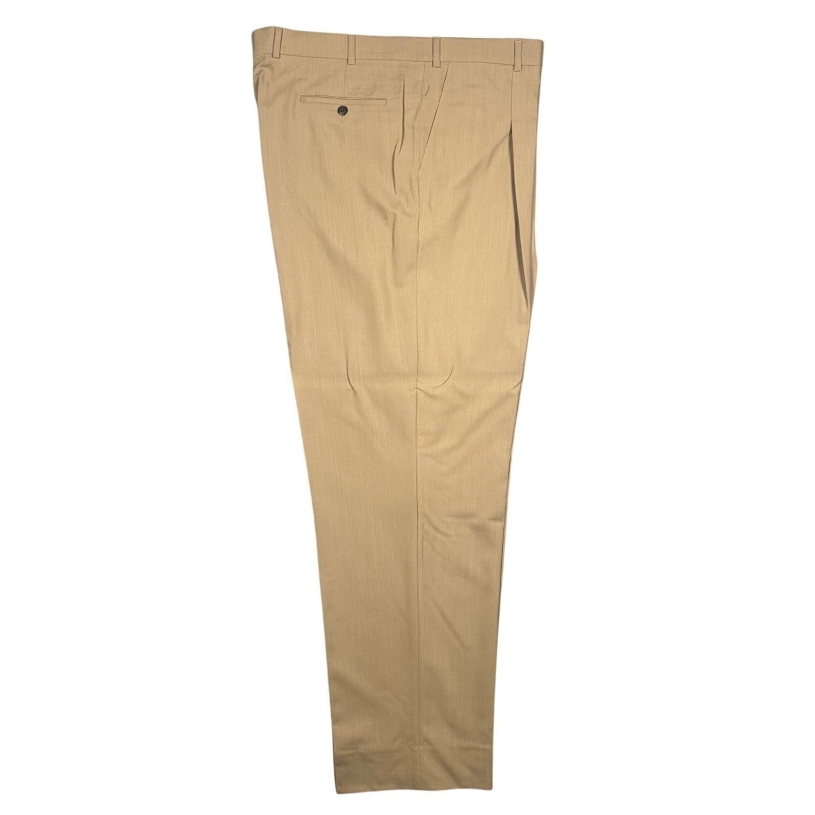Bachrach Dress Pants Men 44 Tan Pure Wool Double Pleated - Thumbnail 2