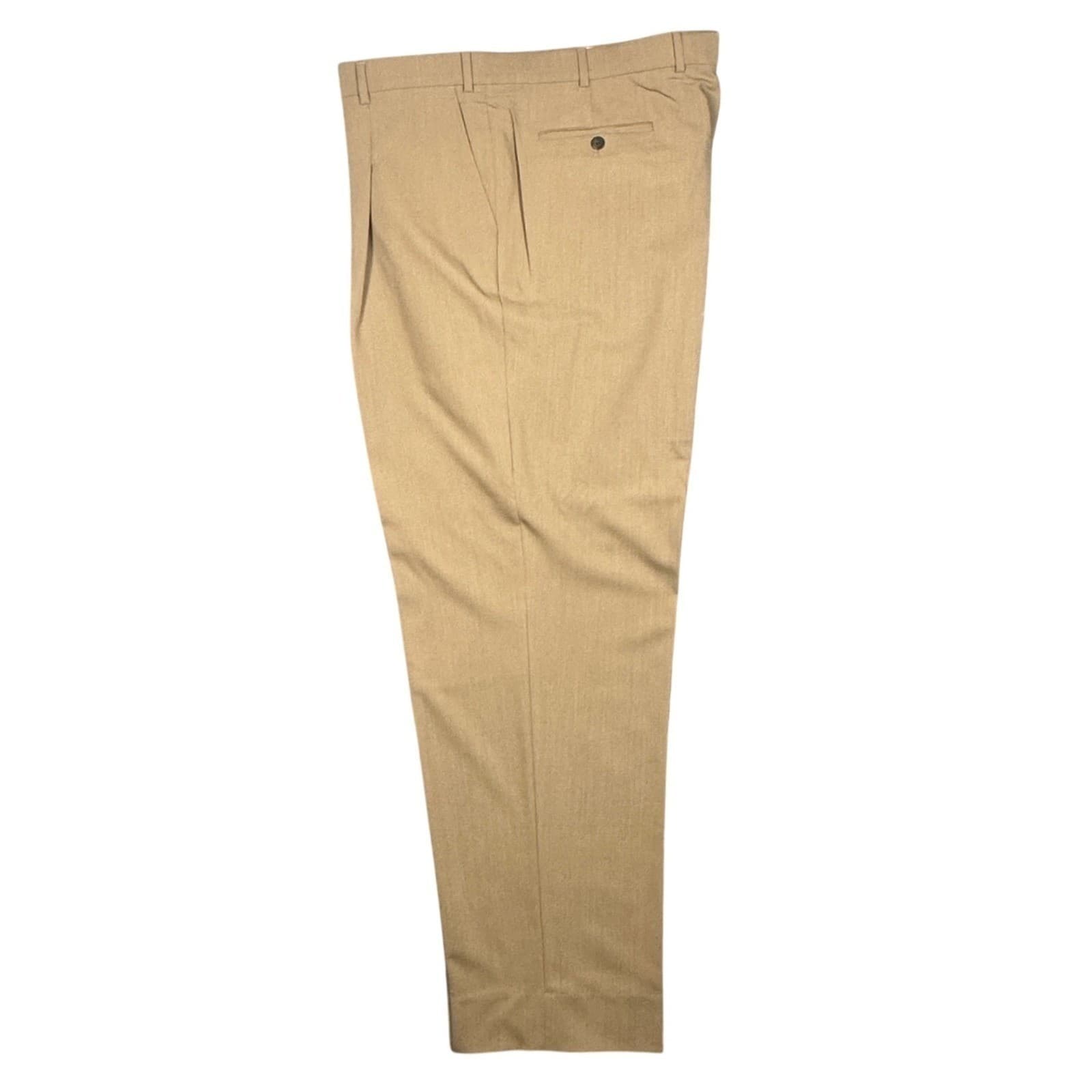 Bachrach Dress Pants Men 44 Tan Pure Wool Double Pleated - Thumbnail 3