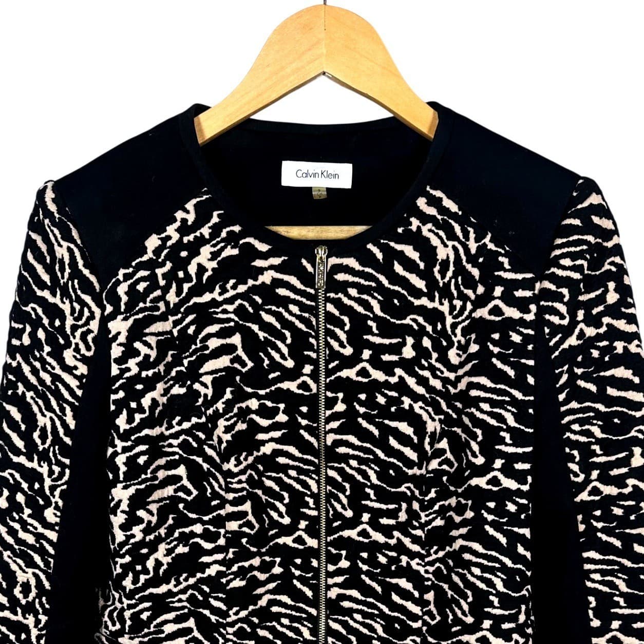 Calvin Klein Women's Black Animal Print Zip Front Jacket Size S - Thumbnail 2