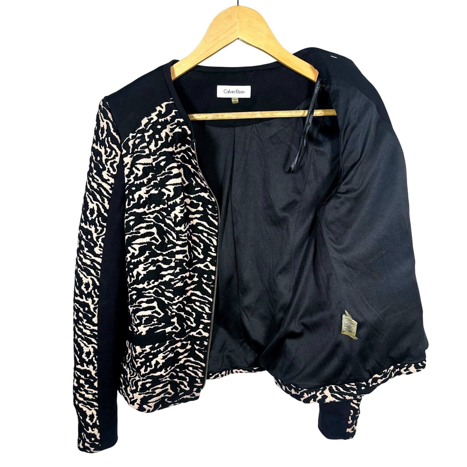Calvin Klein Women's Black Animal Print Zip Front Jacket Size S - Thumbnail 6