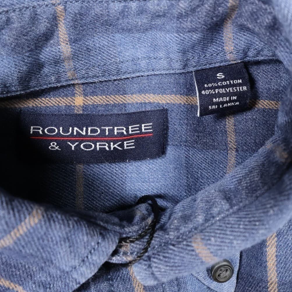 Roundtree & Yorke Button Down Shirt Mens S Blue Excellent Plaid Long Sleeve 1469 - Thumbnail 4
