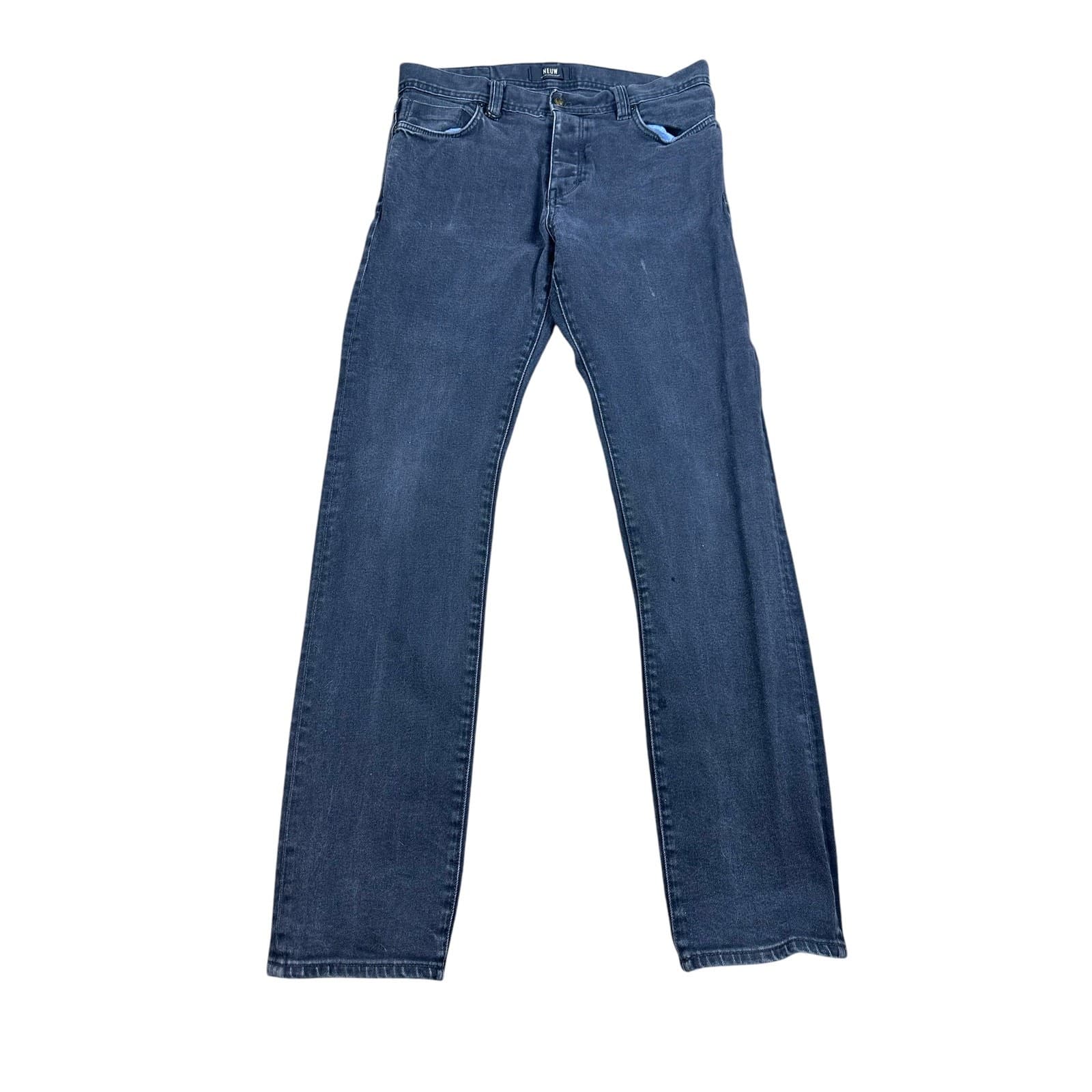 JOEY JEANS Mens Joey Slim Fit Dark Wash Button Fly Denim Jeans W32 L32 - Thumbnail 2