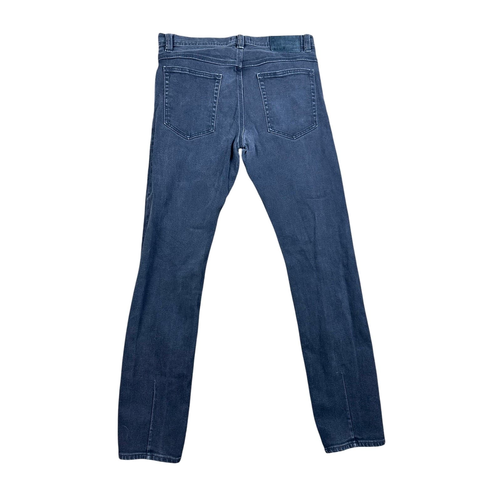 JOEY JEANS Mens Joey Slim Fit Dark Wash Button Fly Denim Jeans W32 L32 - Thumbnail 4