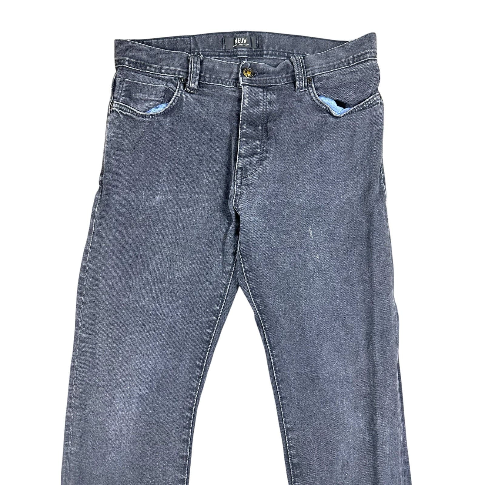 JOEY JEANS Mens Joey Slim Fit Dark Wash Button Fly Denim Jeans W32 L32 - Thumbnail 3