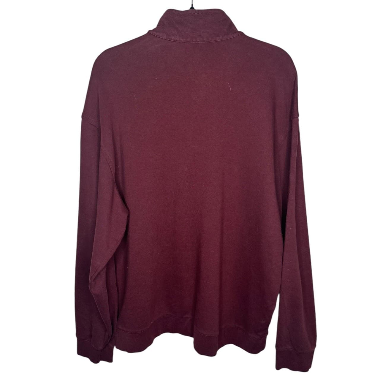 Roundtree & Yorke Burgundy Quarter Zip Sweater Mens XL Cotton Pullover - Thumbnail 3