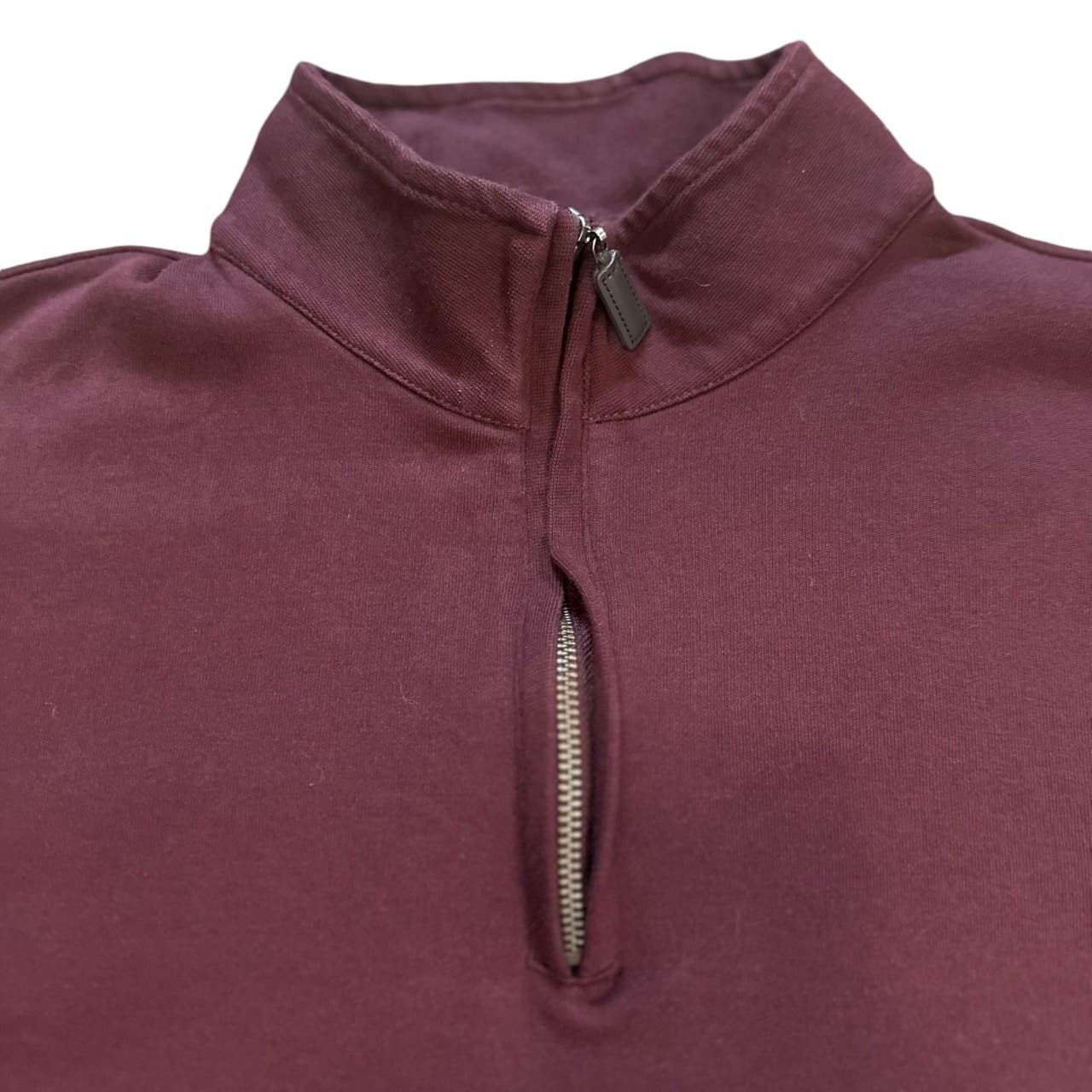 Roundtree & Yorke Burgundy Quarter Zip Sweater Mens XL Cotton Pullover - Thumbnail 4