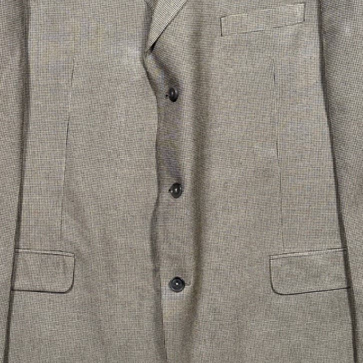 Linea Uomo Blazer Mens 48 Long Tan 100% Silk 3-Button Micro-Check Sport Coat - Thumbnail 6