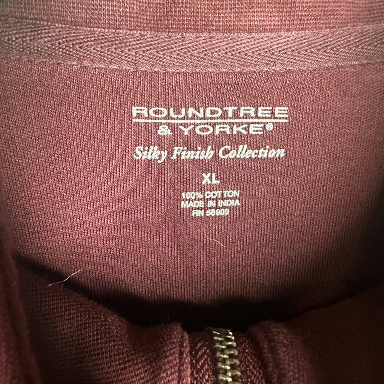 Roundtree & Yorke Burgundy Quarter Zip Sweater Mens XL Cotton Pullover - Thumbnail 6