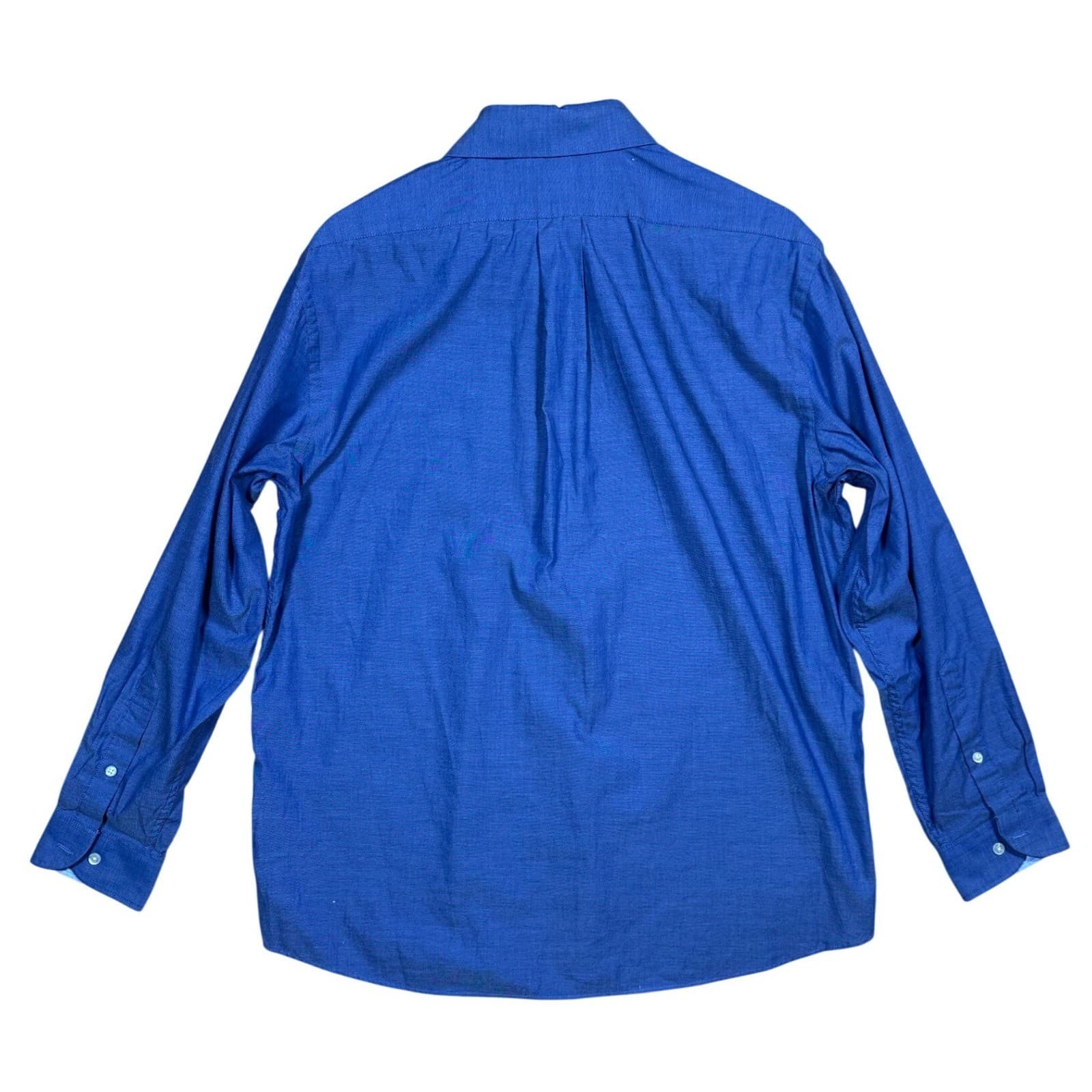 IZOD Mens Slim Fit Long Sleeve Button Down Dress Shirt Blue Size Large 16-16.5 - Thumbnail 3