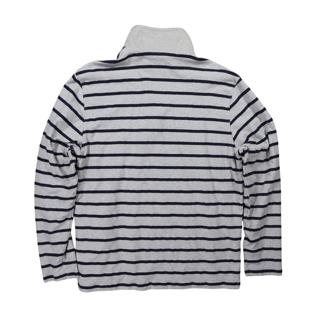 IZOD Quarter Zip Pullover Women Large Gray Excellent Vintage Striped 100% Cotton - Thumbnail 2