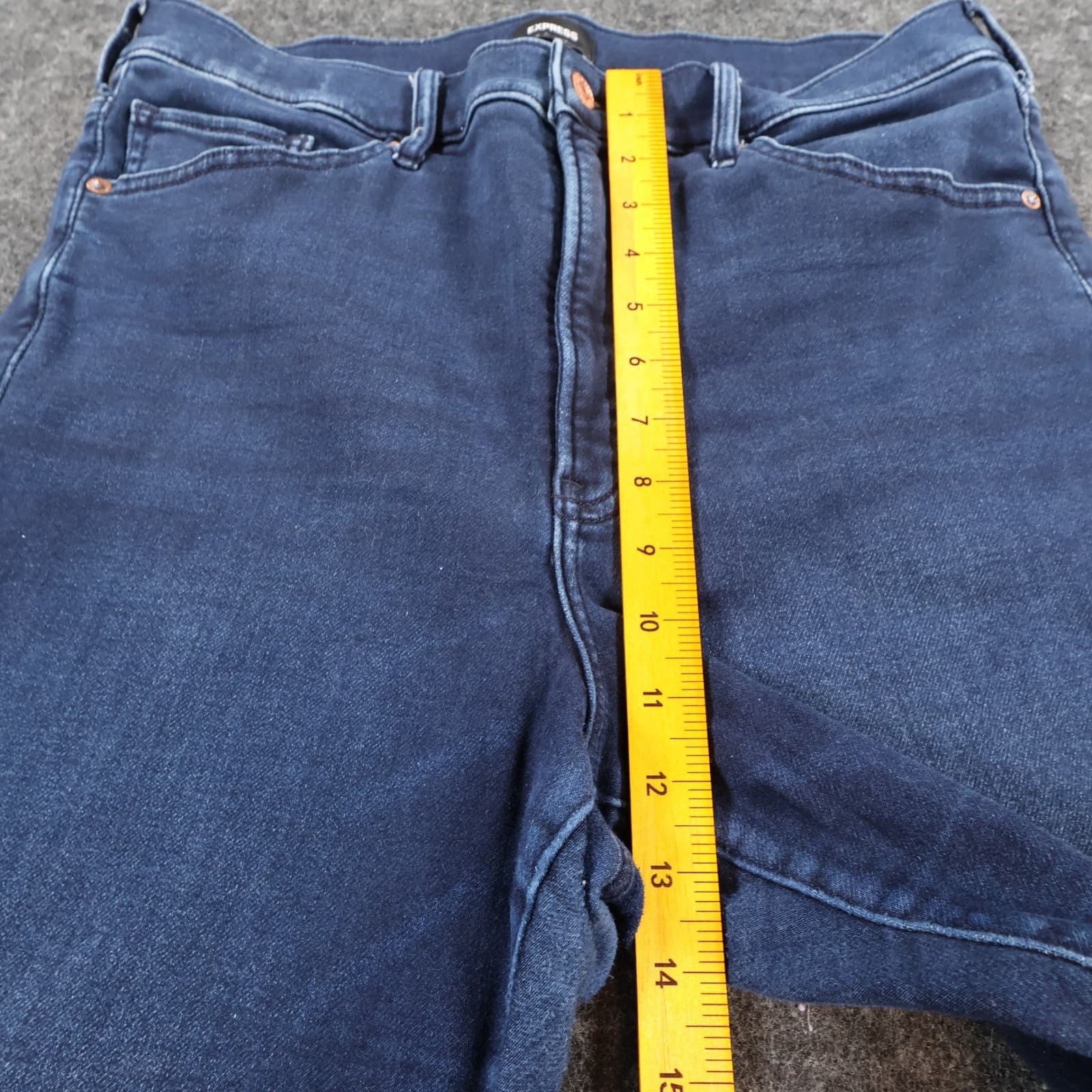 Express Skinny Jeans Womens 14R Dark Blue Cotton Blend High Rise Stretch Denim - Thumbnail 5