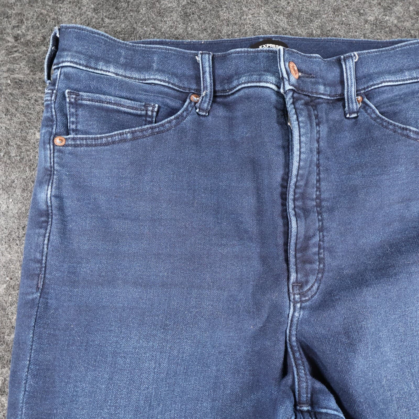 Express Skinny Jeans Womens 14R Dark Blue Cotton Blend High Rise Stretch Denim - Thumbnail 12