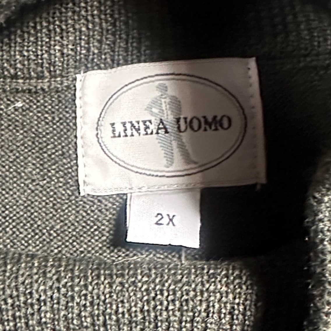 Linea Uomo Mock Neck Sweater Mens 2X Olive Green Merino Wool Blend - Thumbnail 6