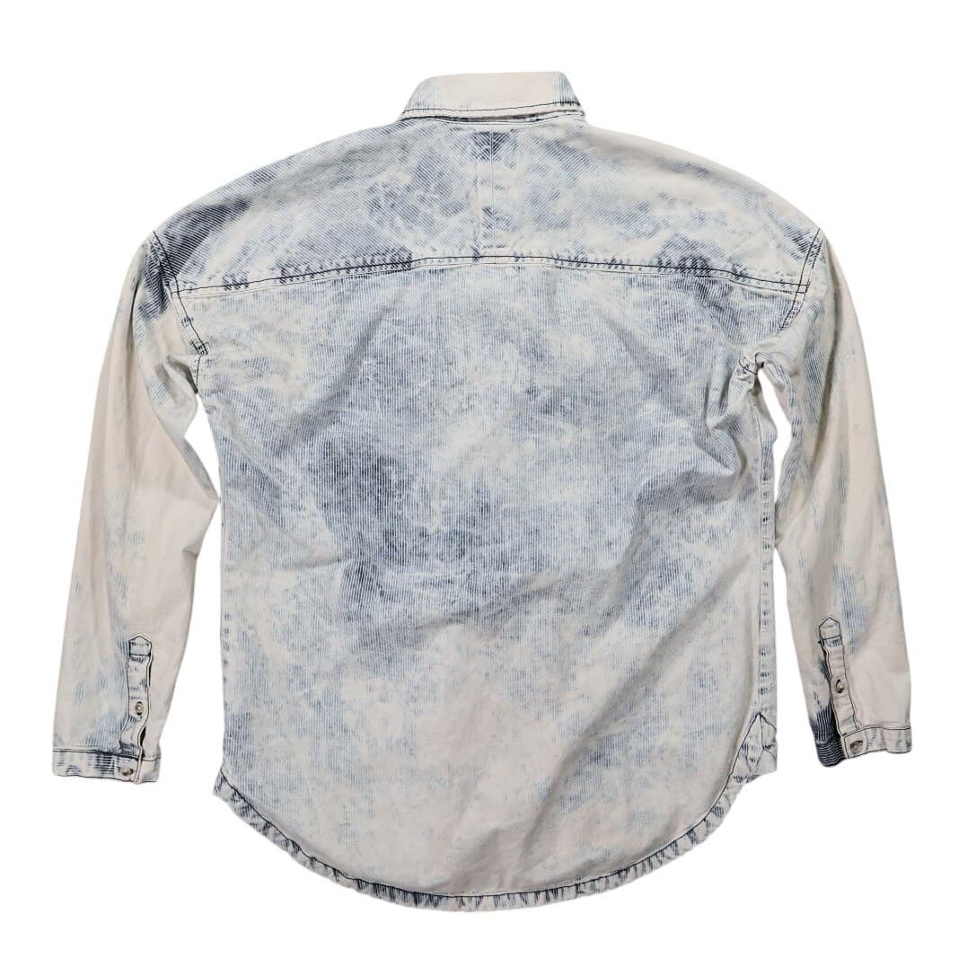 Melrose and Market Button Front Shirt Womens Small Blue Excellent Acid Wash - Thumbnail 2