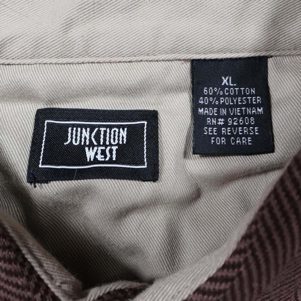 Junction West Long Sleeve Polo Mens XL Brown Excellent Vintage Herringbone Knit - Thumbnail 5