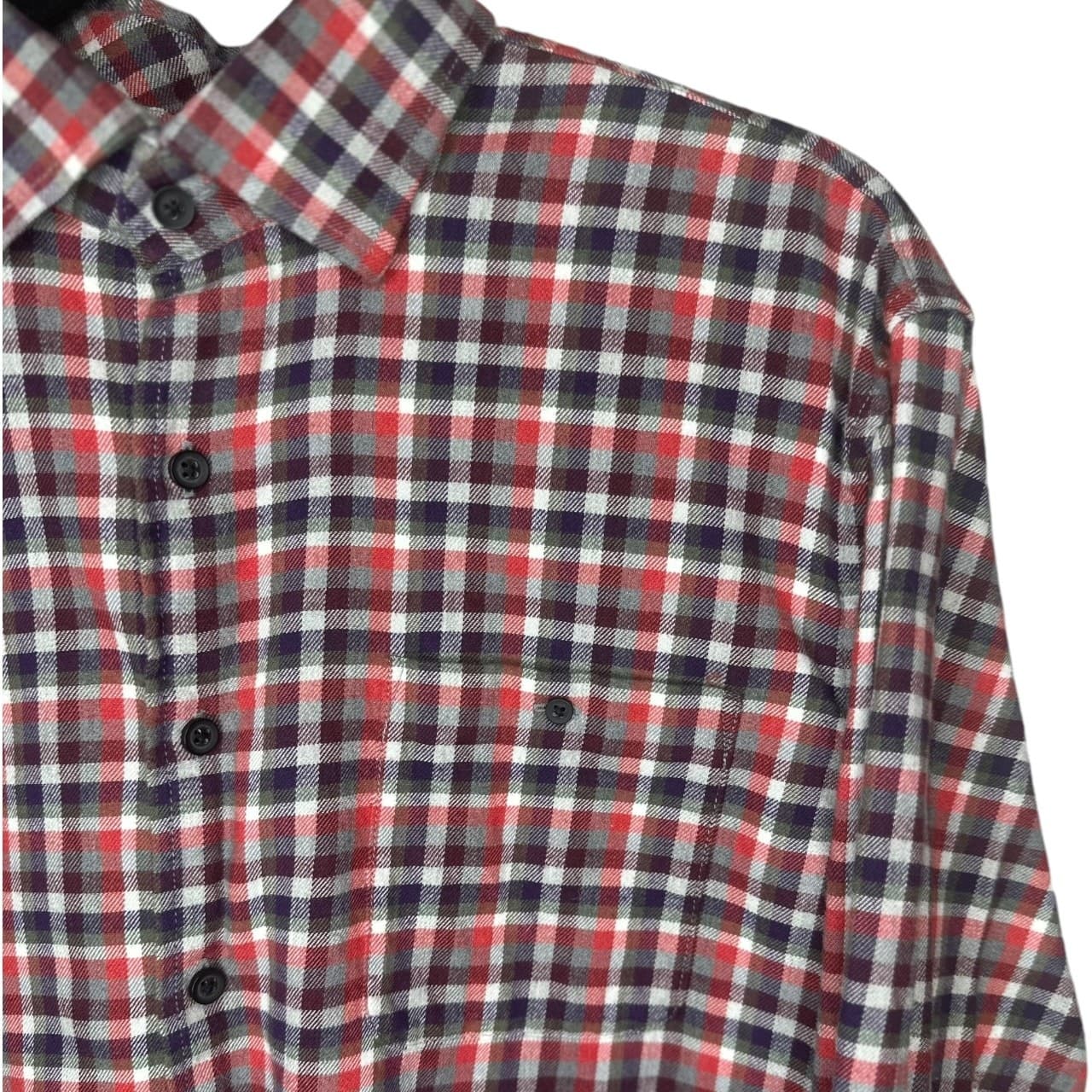 Johnnie-O Hangin' Out Men's M Red Blue Plaid Button-Down Shirt - Thumbnail 5