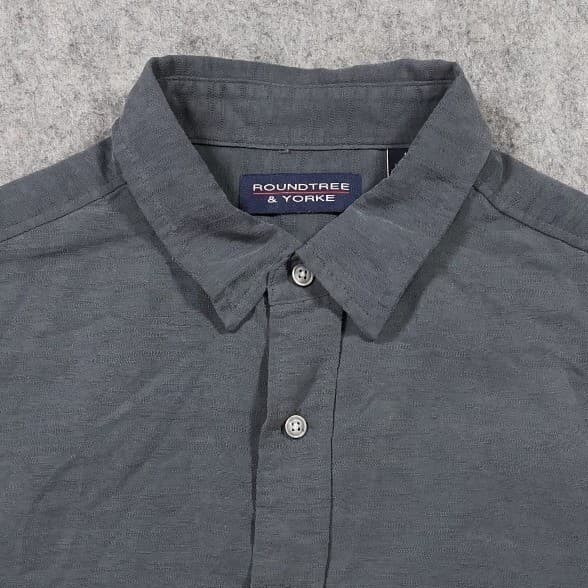 Roundtree & Yorke Button Up Mens L Gray Excellent Short Sleeve - Thumbnail 3