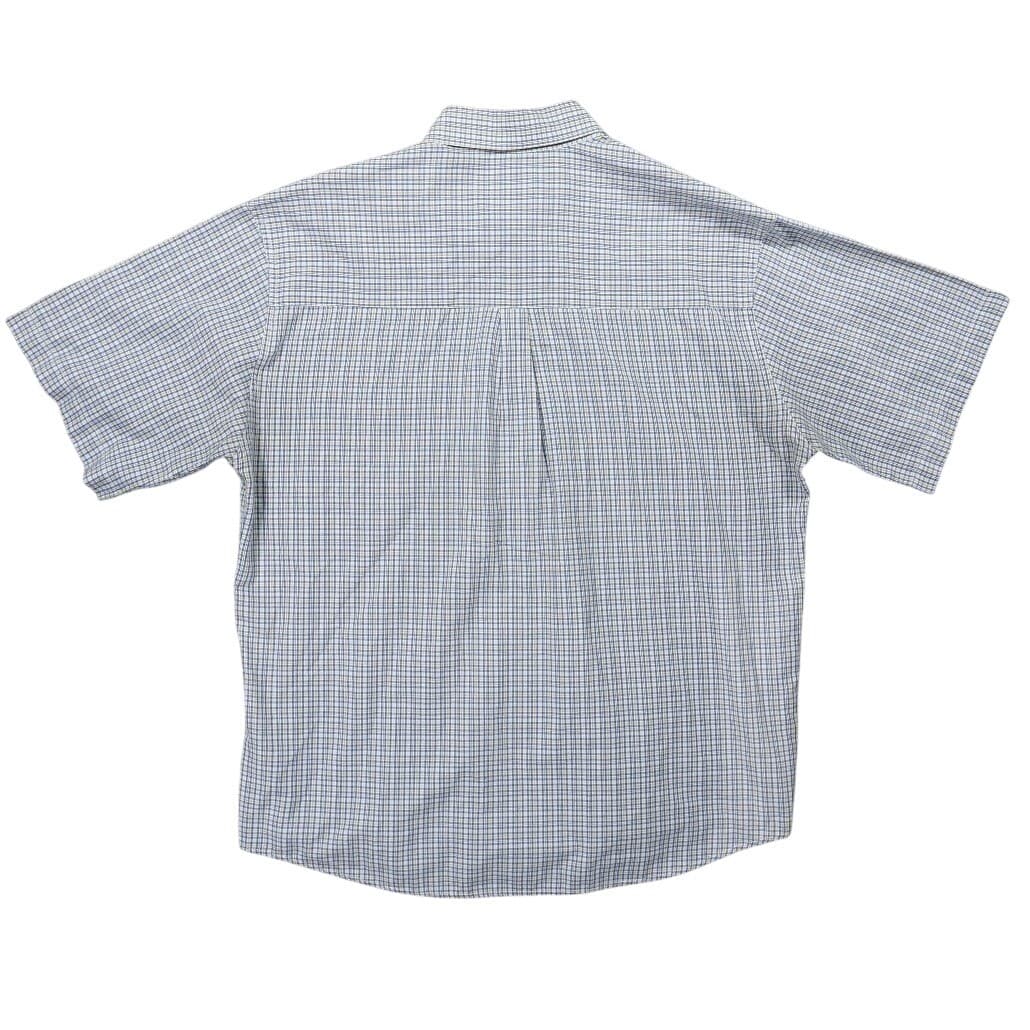 Haggar EZ'S Button Up Men Large Blue Good Plaid Short Sleeve Casual Shirt - Thumbnail 2
