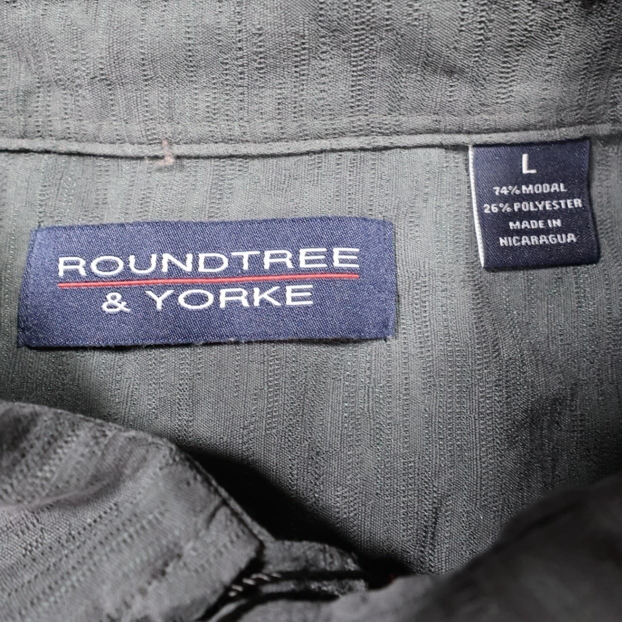 Roundtree & Yorke Button Up Mens L Gray Excellent Short Sleeve - Thumbnail 5