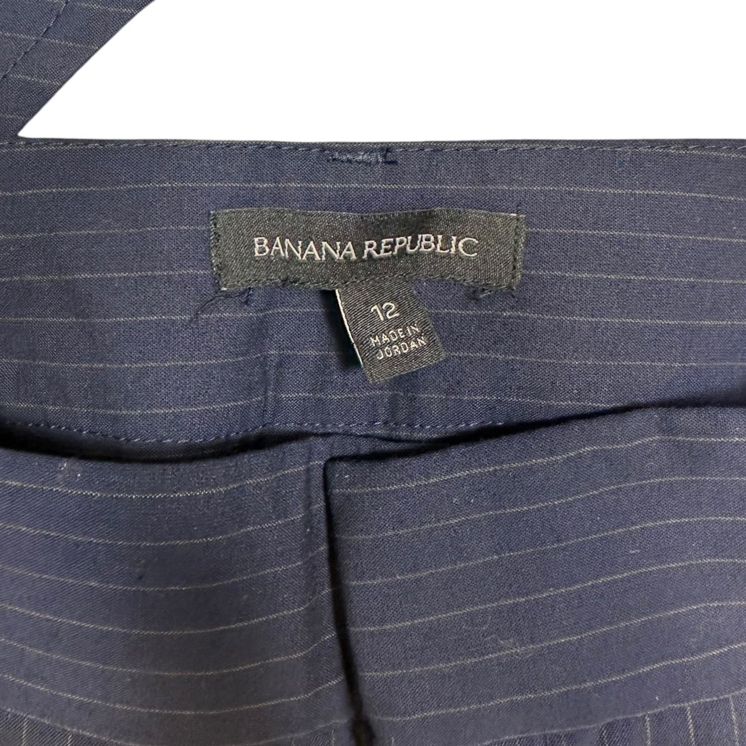 Banana Republic Avery Women’s 12 Navy Pinstripe Tie Waist Dress Pants - Thumbnail 4