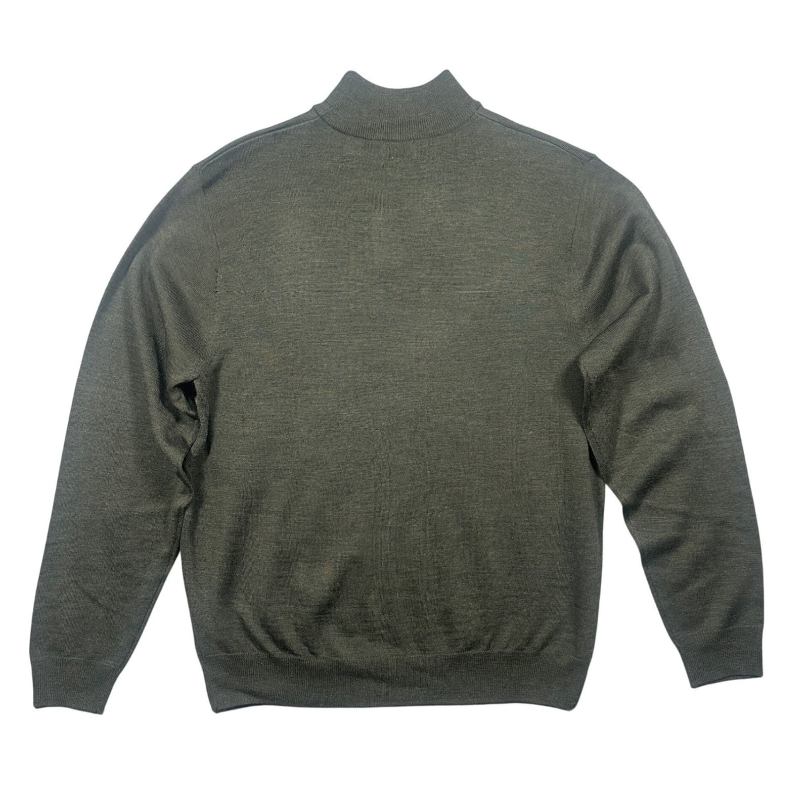Linea Uomo Mock Neck Sweater Mens 2X Olive Green Merino Wool Blend - Thumbnail 2