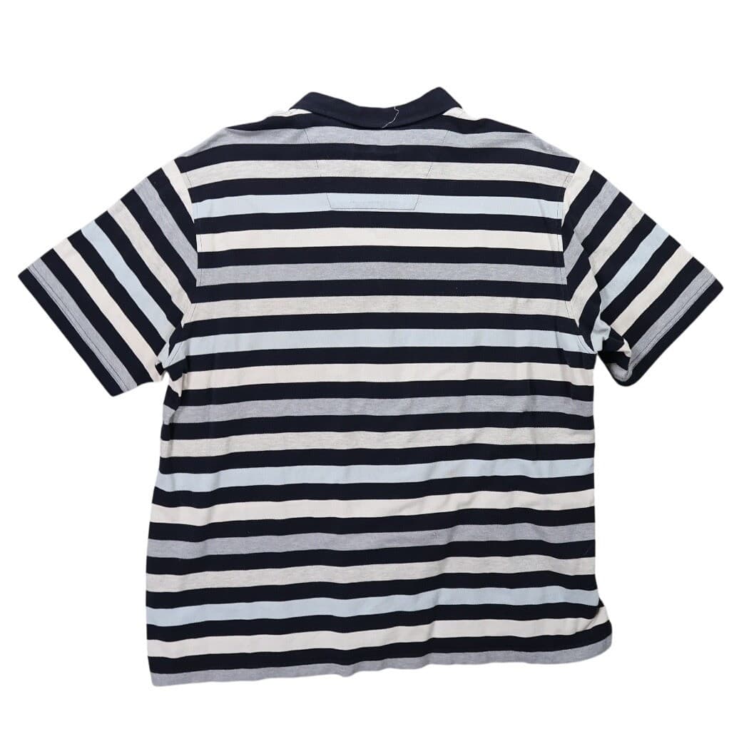 Austin Reed Polo Shirt Mens XXL Blue Excellent Striped Mercerized Cotton - Thumbnail 2