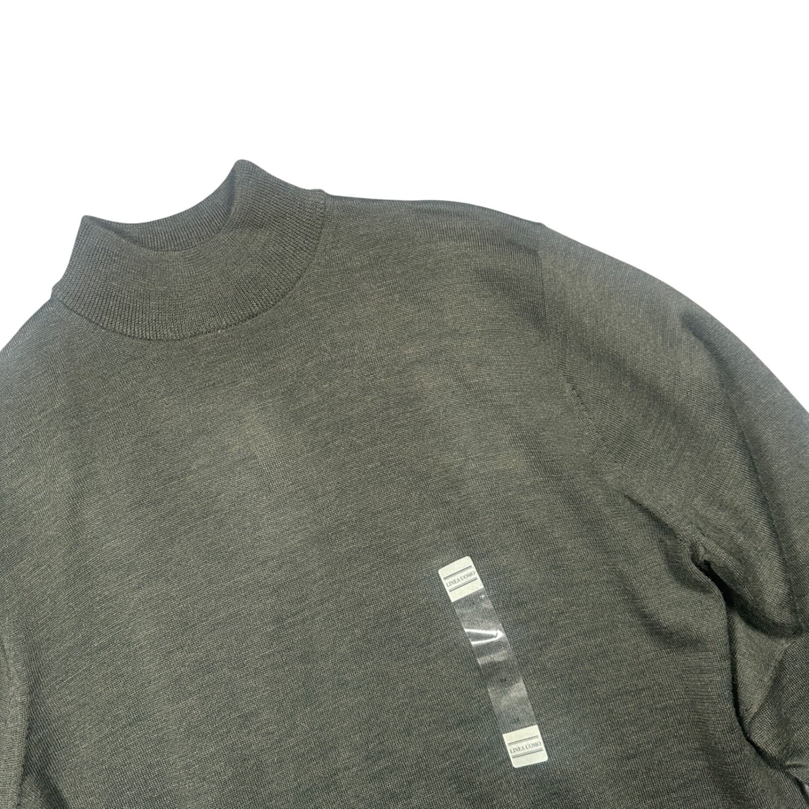 Linea Uomo Mock Neck Sweater Mens 2X Olive Green Merino Wool Blend - Thumbnail 4