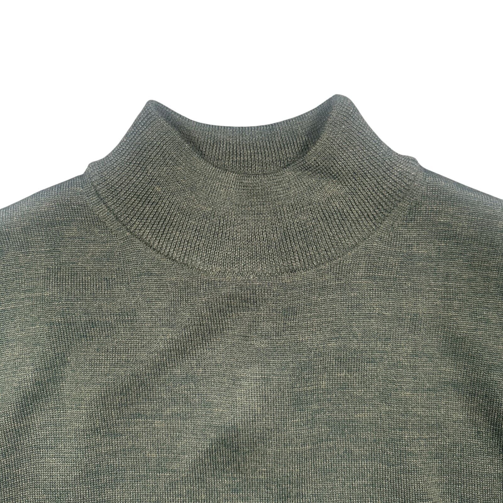 Linea Uomo Mock Neck Sweater Mens 2X Olive Green Merino Wool Blend - Thumbnail 3