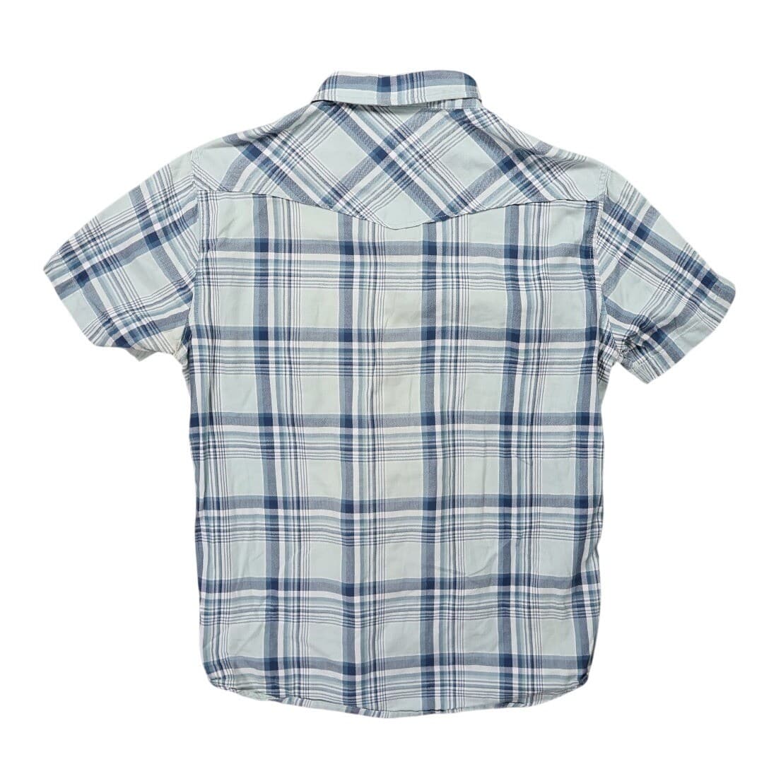 Lucky Brand Button Front Shirt Mens Medium Blue Excellent Plaid Western Snap - Thumbnail 2