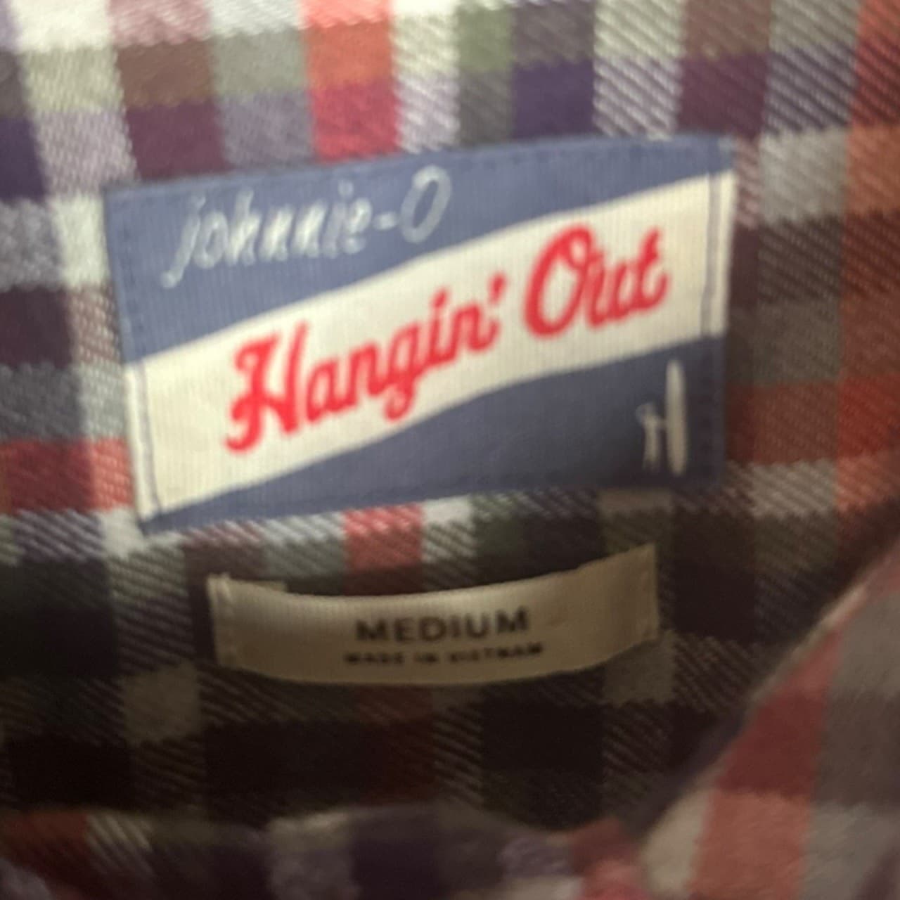 Johnnie-O Hangin' Out Men's M Red Blue Plaid Button-Down Shirt - Thumbnail 6
