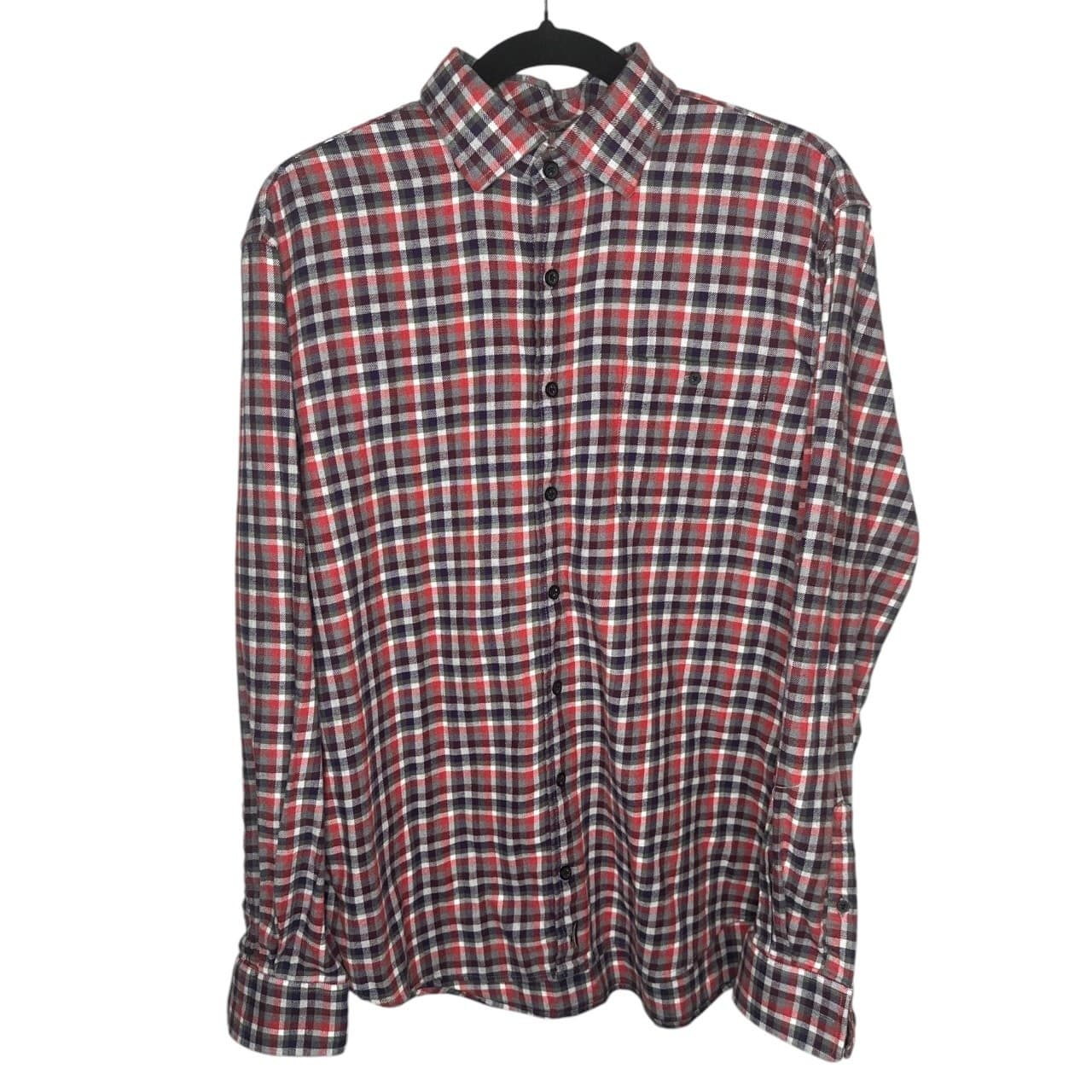 Johnnie-O Hangin' Out Men's M Red Blue Plaid Button-Down Shirt - Thumbnail 2